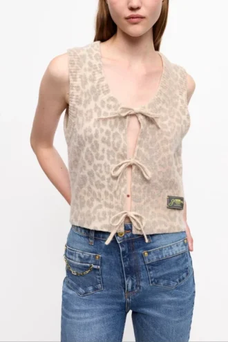 Leopard Tie String Vest