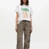 Leopard Washed Cotton Canvas Drawstring Pants Leopard Washed Cotton Canvas Drawstring Pants