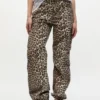 Leopard Washed Cotton Canvas Drawstring Pants Leopard Washed Cotton Canvas Drawstring Pants