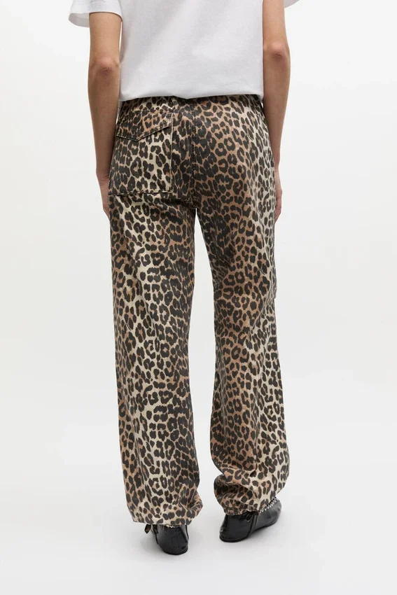 Leopard Washed Cotton Canvas Drawstring Pants Leopard Washed Cotton Canvas Drawstring Pants