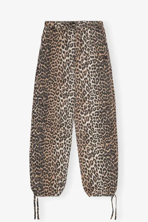 Leopard Washed Cotton Canvas Drawstring Pants Leopard Washed Cotton Canvas Drawstring Pants