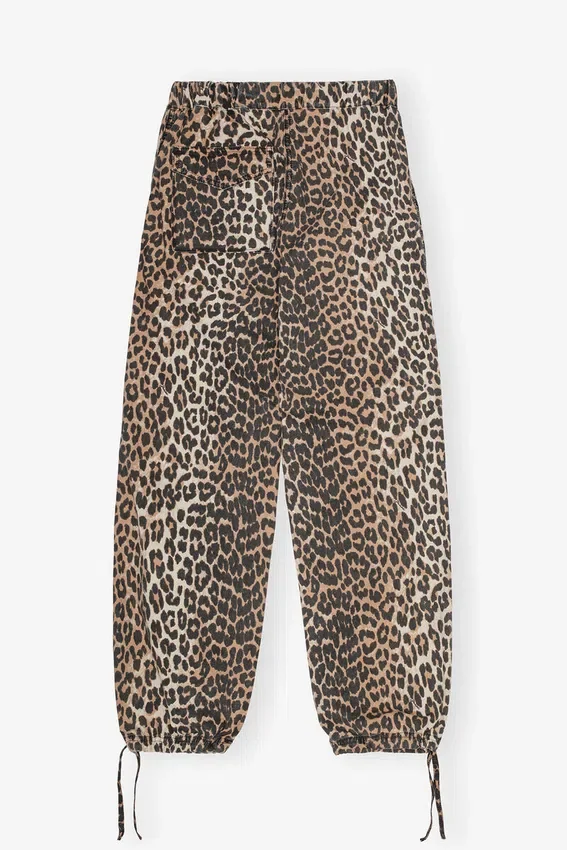 Leopard Washed Cotton Canvas Drawstring Pants Leopard Washed Cotton Canvas Drawstring Pants
