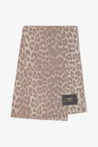 Leopard Wool Knit Scarf