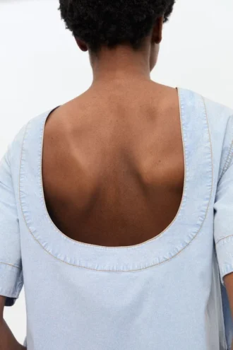 Light Blue A-line Mini Denim Dress