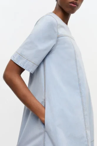 Light Blue A-line Mini Denim Dress