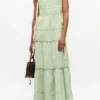 Light Green Smocked Tiered Dress