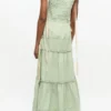 Light Green Smocked Tiered Dress