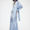 Long Skirt in Blue Satin