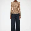Long-sleeve Top in Printed Marl Mesh