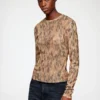 Long-sleeve Top in Printed Marl Mesh