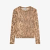 Long-sleeve Top in Printed Marl Mesh