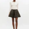 Metallic Cloque Circle Skirt