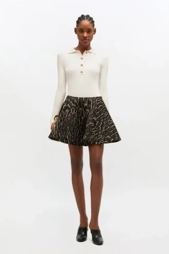 Metallic Cloque Circle Skirt