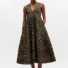 Metallic Cloque Long Dress Metallic Cloque Long Dress