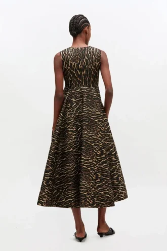 Metallic Cloque Long Dress