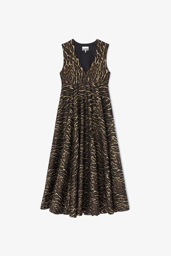 Metallic Cloque Long Dress Metallic Cloque Long Dress