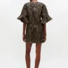 Metallic Cloque Mini Ruffle Dress Metallic Cloque Mini Ruffle Dress