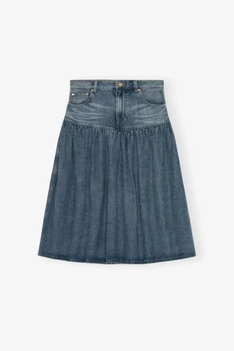 Mid Blue Washed Denim Skirt
