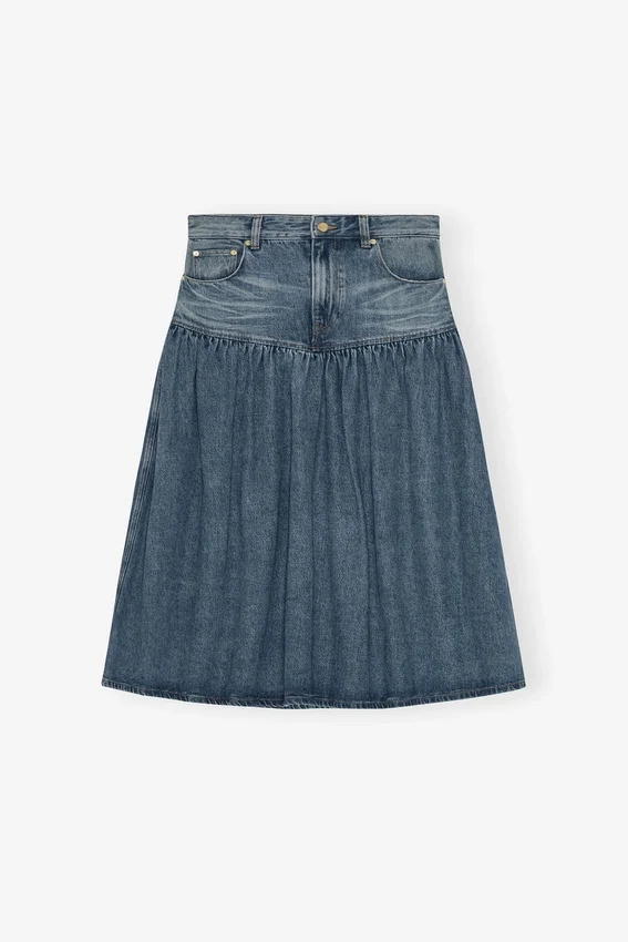 Mid Blue Washed Denim Skirt Mid Blue Washed Denim Skirt