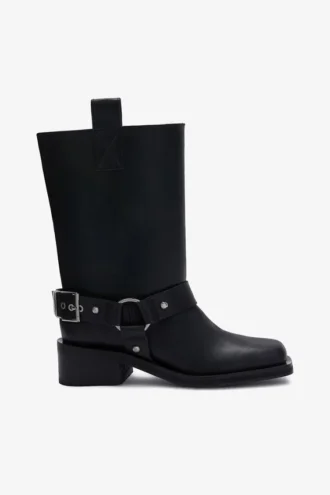 Mid Shaft Biker Boot in Black