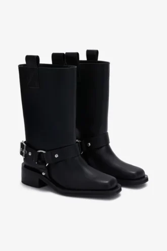 Mid Shaft Biker Boot in Black
