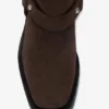 Mid Shaft Biker Boot in Brown Suede