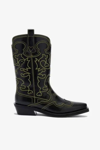Mid Shaft Embroidered Western Boots
