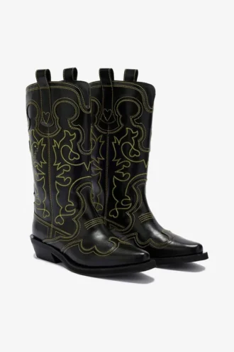 Mid Shaft Embroidered Western Boots