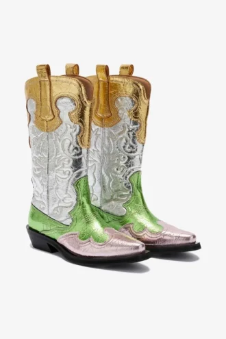Mid Shaft Embroidered Western Boots