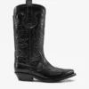 Mid Shaft Embroidered Western Boots in Black Mid Shaft Embroidered Western Boots in Black