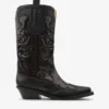 Mid Shaft Embroidered Western Boots in Burgundy
