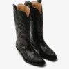 Mid Shaft Embroidered Western Boots in Burgundy