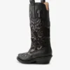Mid Shaft Embroidered Western Boots in Burgundy