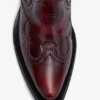 Mid Shaft Embroidered Western Boots in Burgundy