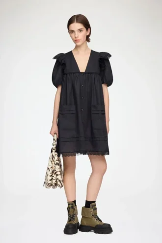 Mini Dress in Black Linen