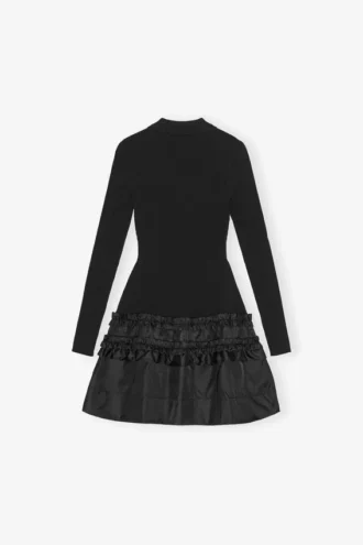 Mini Dress in Rib Knit Ruffle