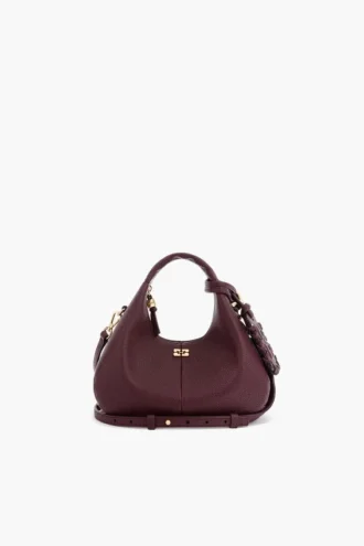 Mini Hobo Bag in Burgundy