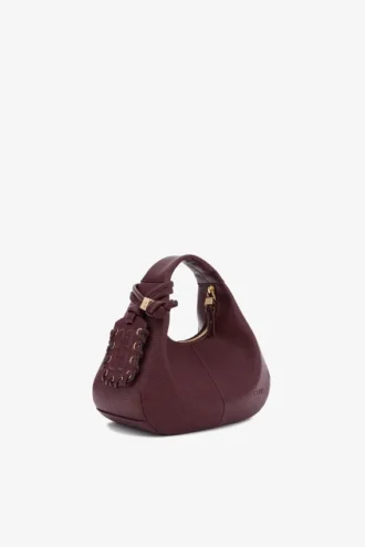 Mini Hobo Bag in Burgundy