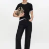 Betzy Cropped Jeans in Black Rigid Denim