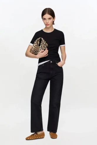 Betzy Cropped Jeans in Black Rigid Denim