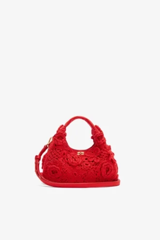Mini Hobo Bag in Red Crochet