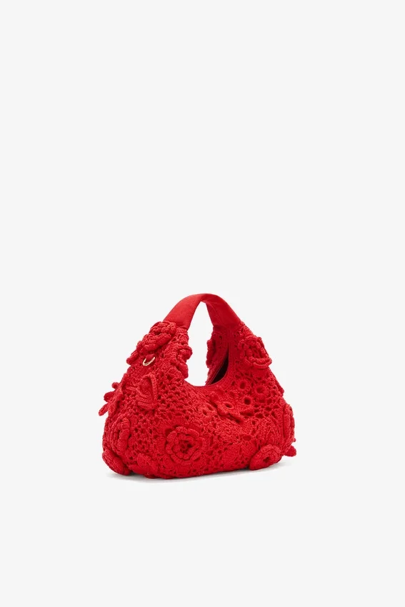 Mini Hobo Bag in Red Crochet Mini Hobo Bag in Red Crochet