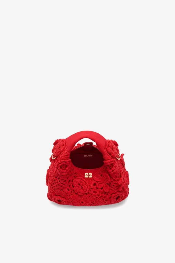 Mini Hobo Bag in Red Crochet Mini Hobo Bag in Red Crochet