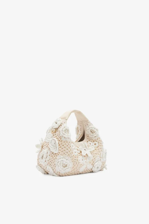 Mini Hobo Bag in White Crochet Mini Hobo Bag in White Crochet