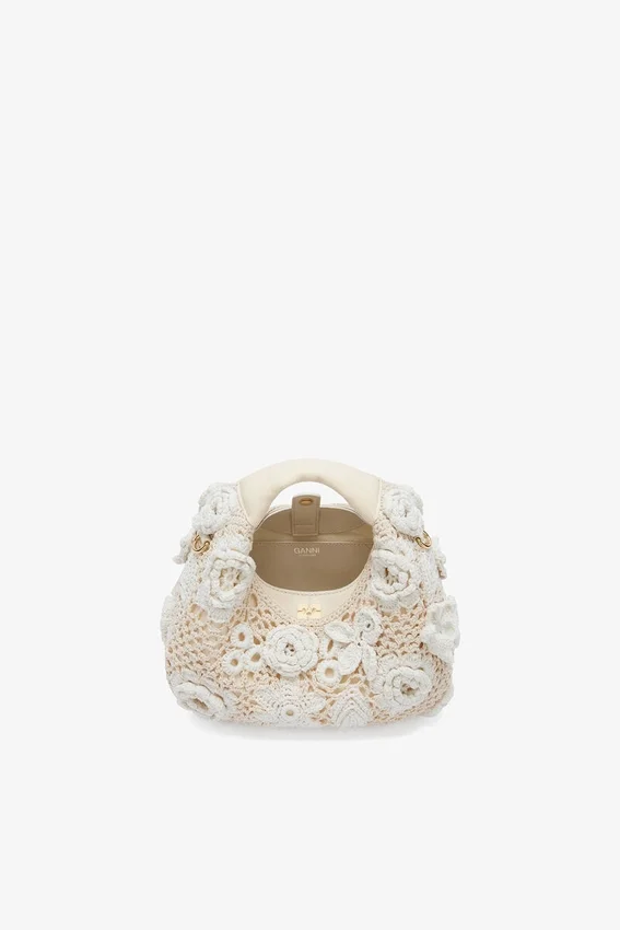 Mini Hobo Bag in White Crochet Mini Hobo Bag in White Crochet