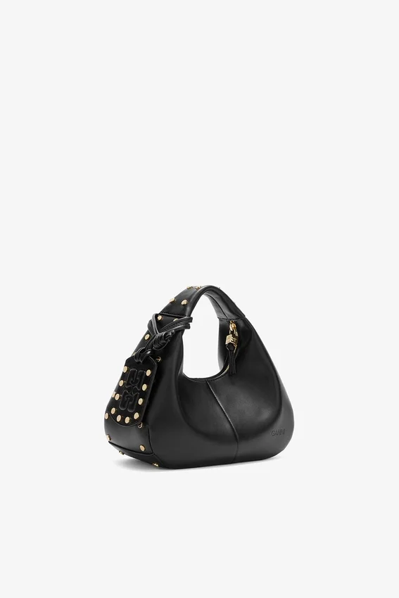 Mini Hobo Bag Studs in Black Mini Hobo Bag Studs in Black
