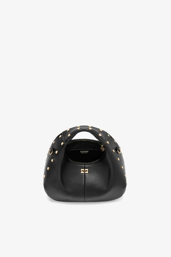 Mini Hobo Bag Studs in Black Mini Hobo Bag Studs in Black