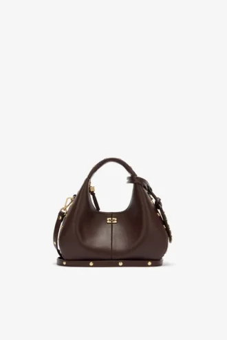 Mini Hobo Bag Studs in Brown
