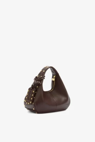 Mini Hobo Bag Studs in Brown
