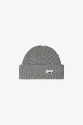 Oversized Wool Rib Knit Beanie